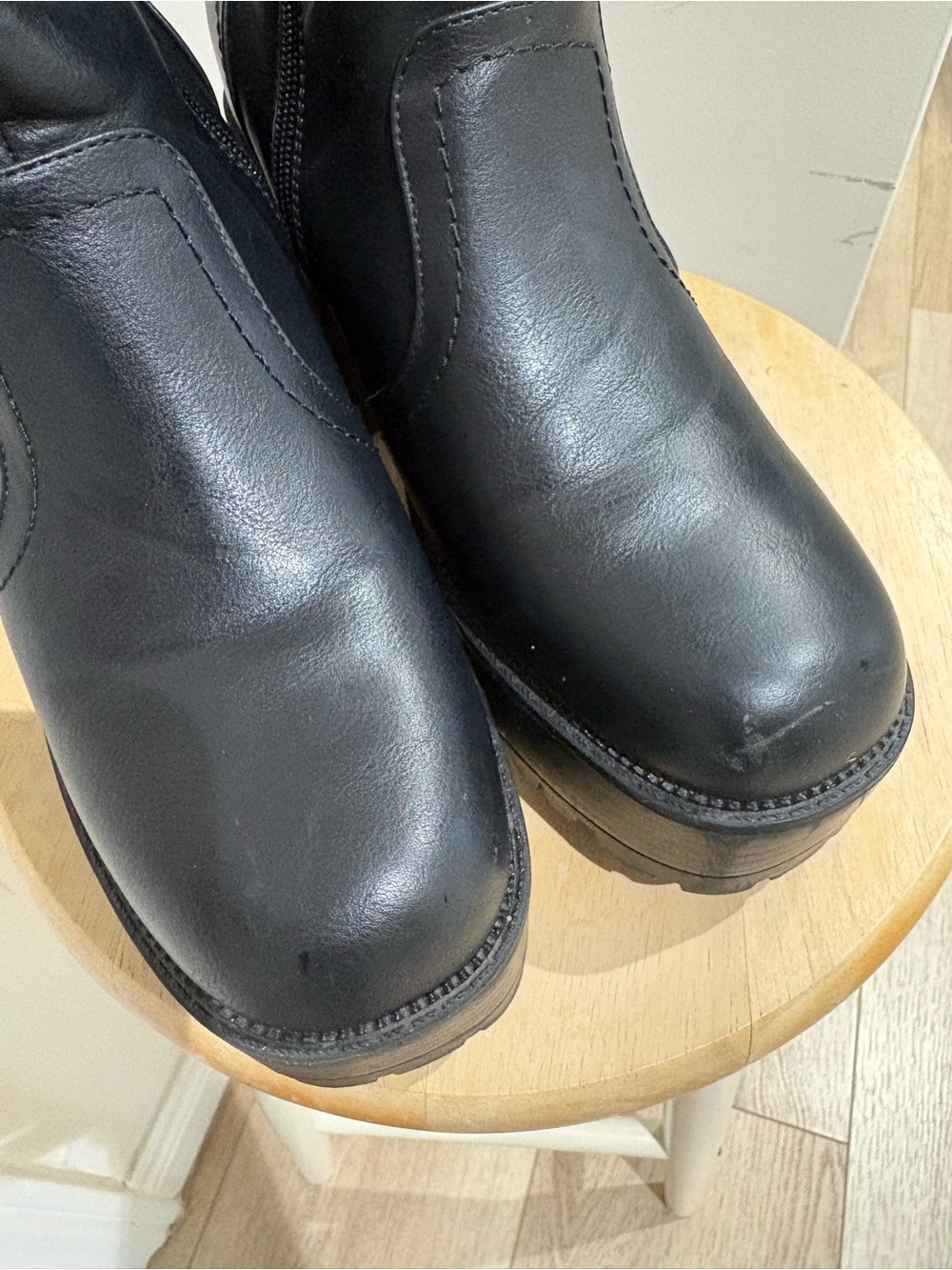 Women's Black Platform Ankle Boots - Chunky Heel - Picture 5 of 6